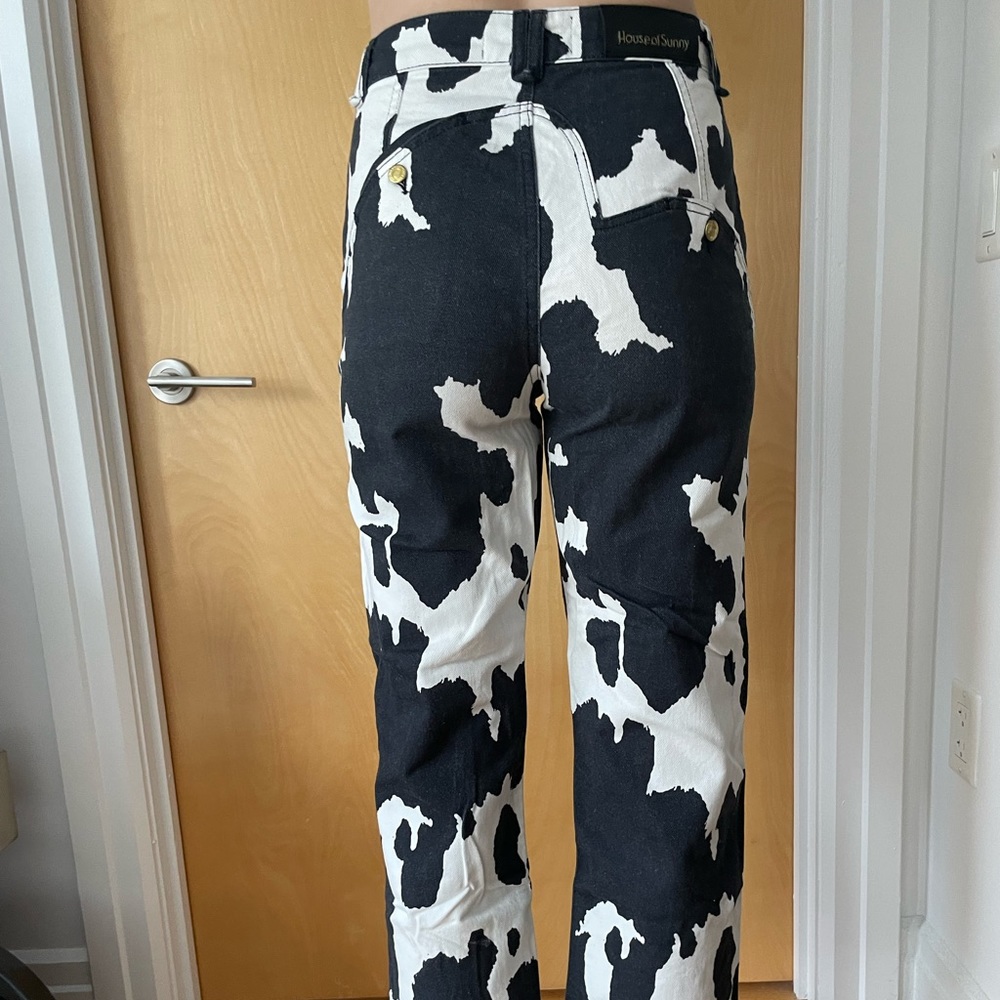 House of Sunny Black and White Cropped Jeans